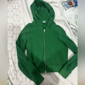 TNA Forest Green Zip-Up Hoodie Cropped